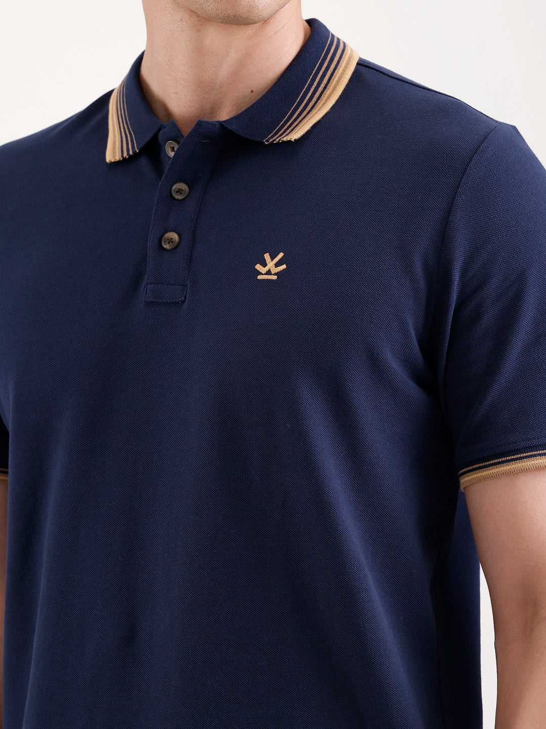 Tipping Collar Polo T-Shirt   |  Navy Blue - Image 5