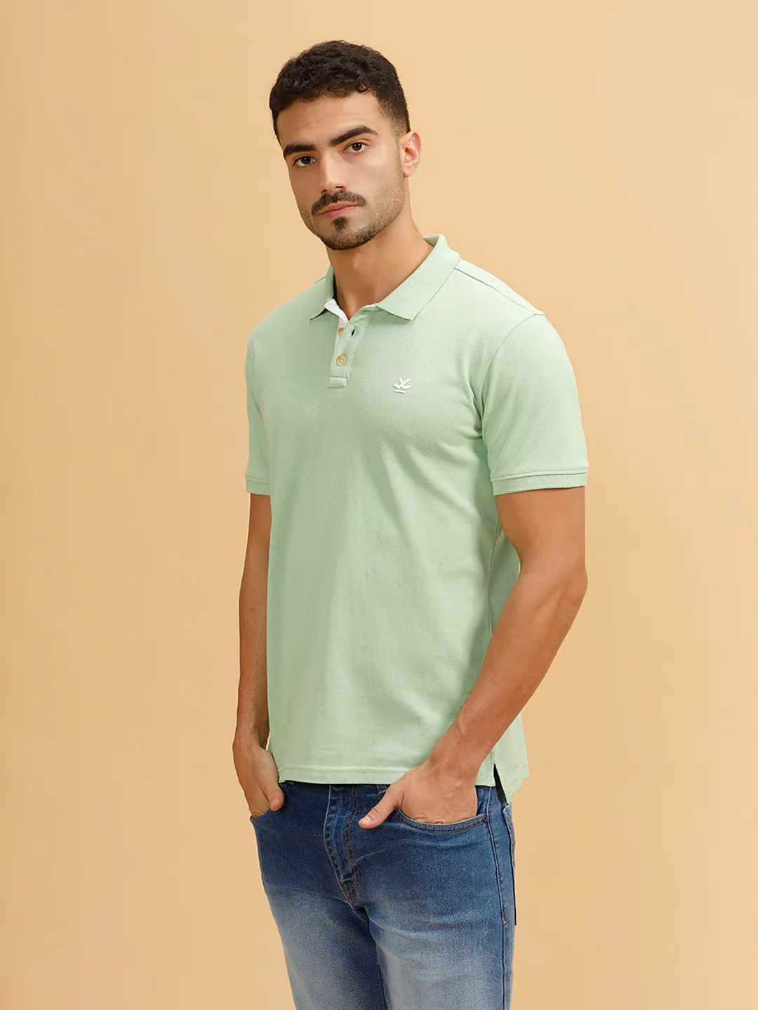 Tonal Logo Slim Fit Polo T-Shirt | Light Green - Image 4