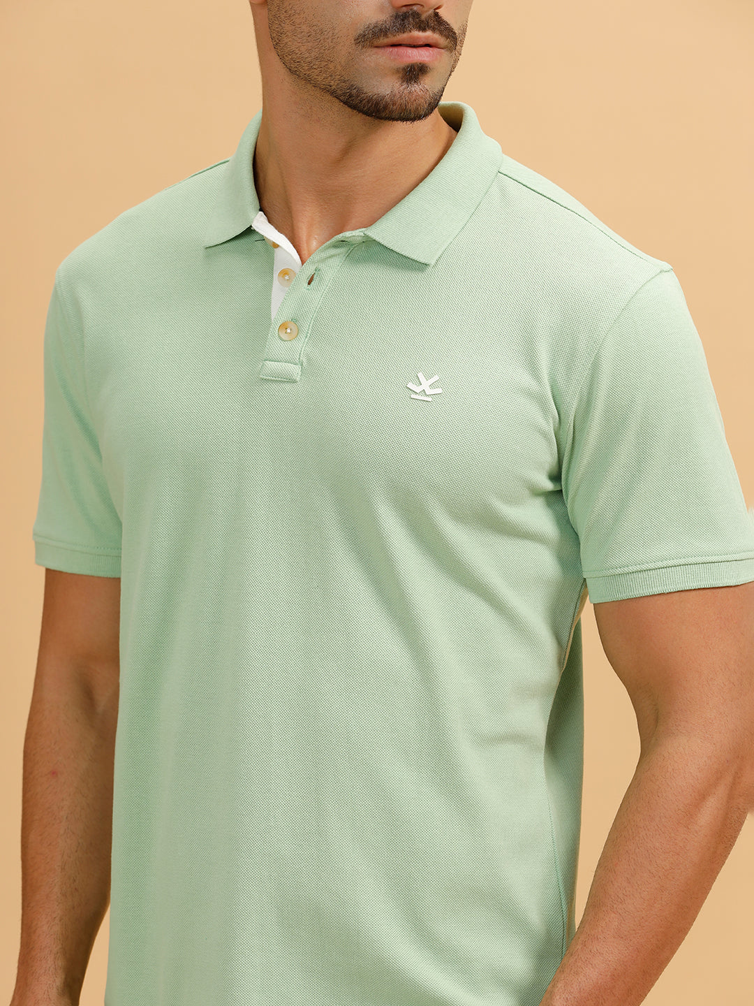 Tonal Logo Slim Fit Polo T-Shirt | Light Green - Image 5