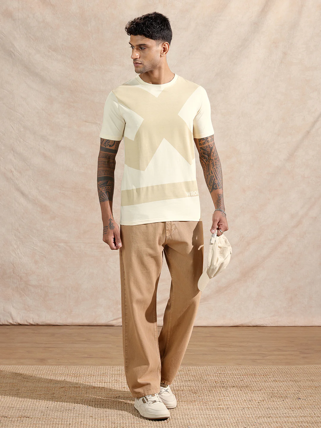 Tonal Logo Slim Fit T-Shirt | Beige - Image 2