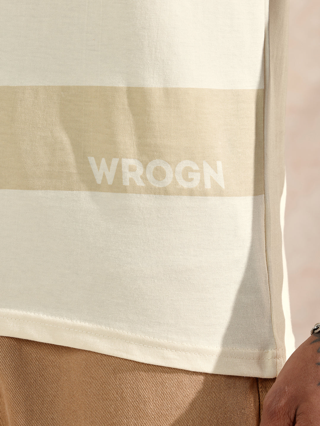 Tonal Logo Slim Fit T-Shirt | Beige - Image 5