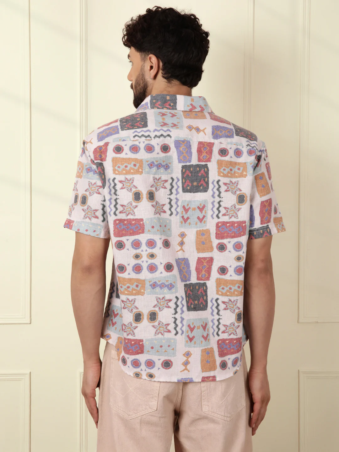 Abstract Printed Open Dobby Shirt  | Multicolor - Image 4