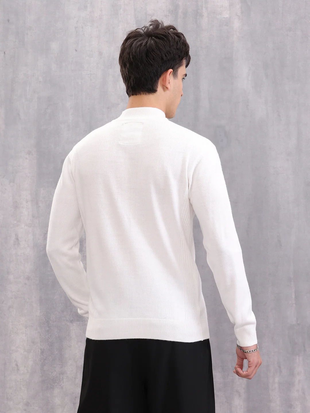 Turtle Neck Full Sleeve T-Shirt | White - Image 3