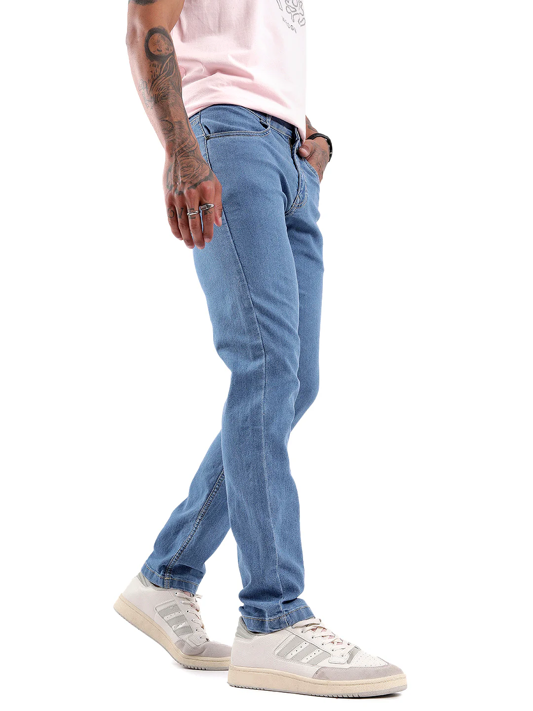 Twilled Light Blue Denim Jeans - Image 4