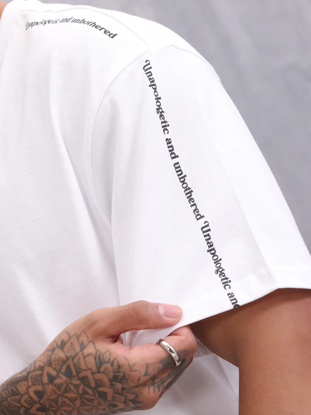 Typo Graphic Printed Oversized Fit T-shirt | White - Image 5