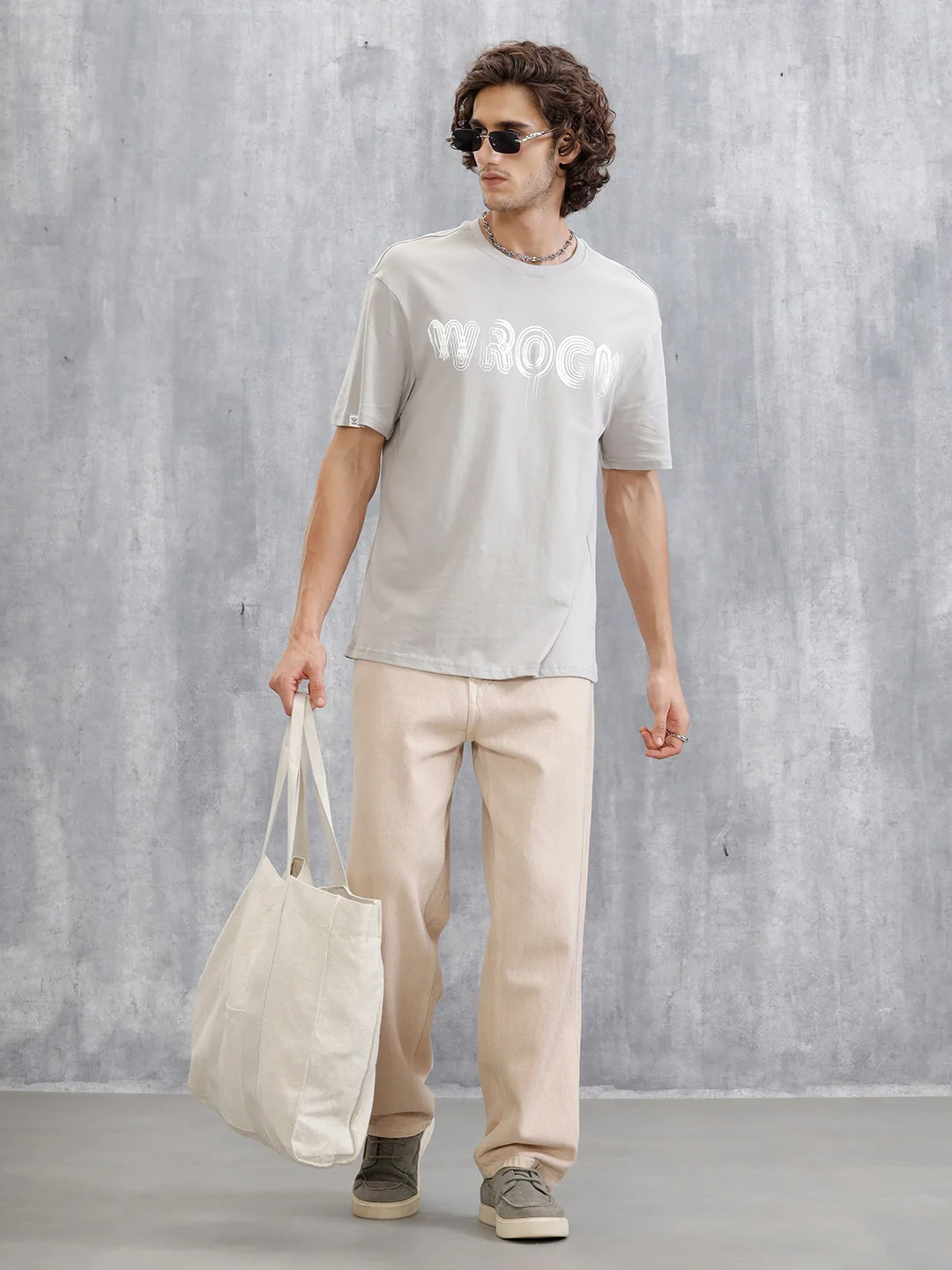 Typography Graphic Printed T-Shirt | Grey - Image 2