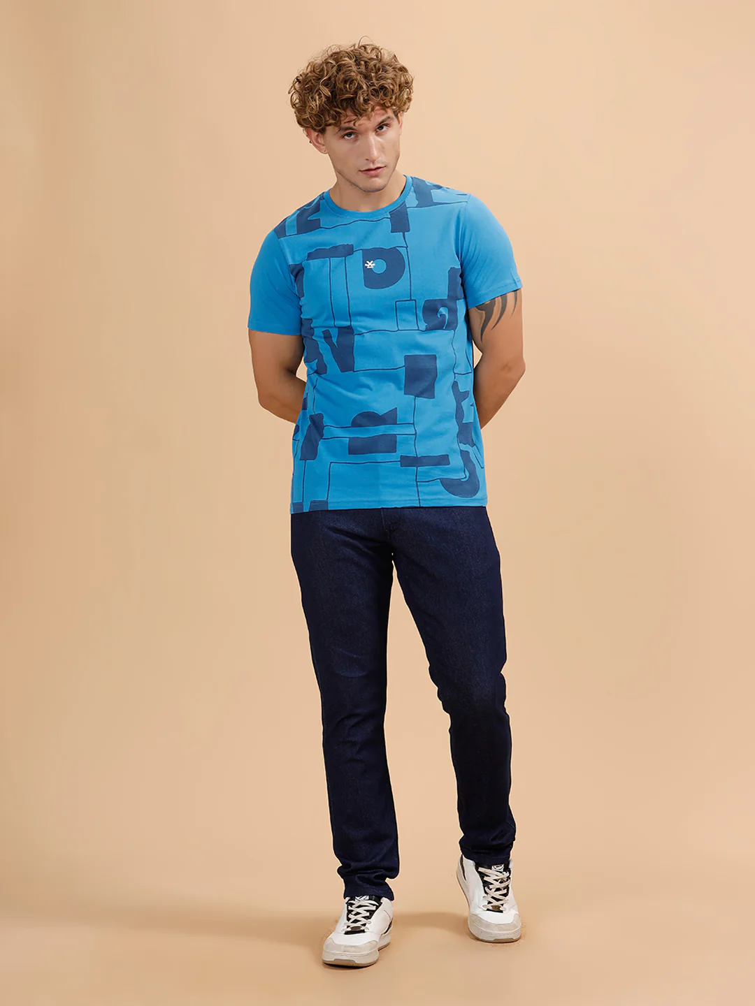 Typography Print Slim Fit T-Shirt | Blue - Image 2