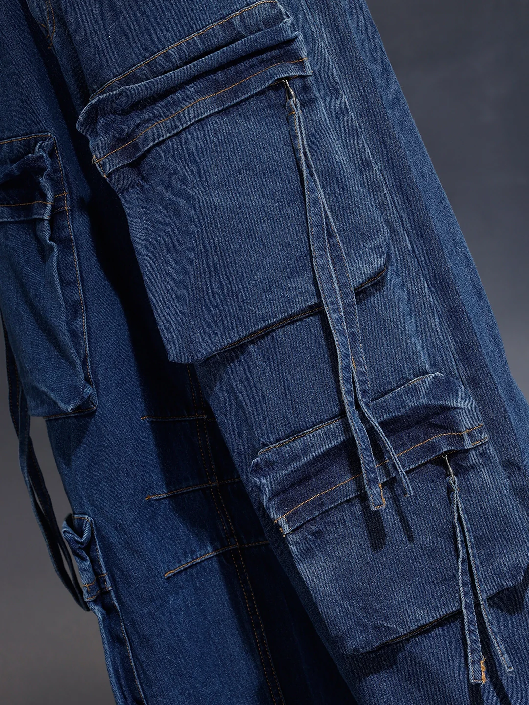Ultra Utility Baggy Fit Cargo Denim  | Navy Blue - Image 5