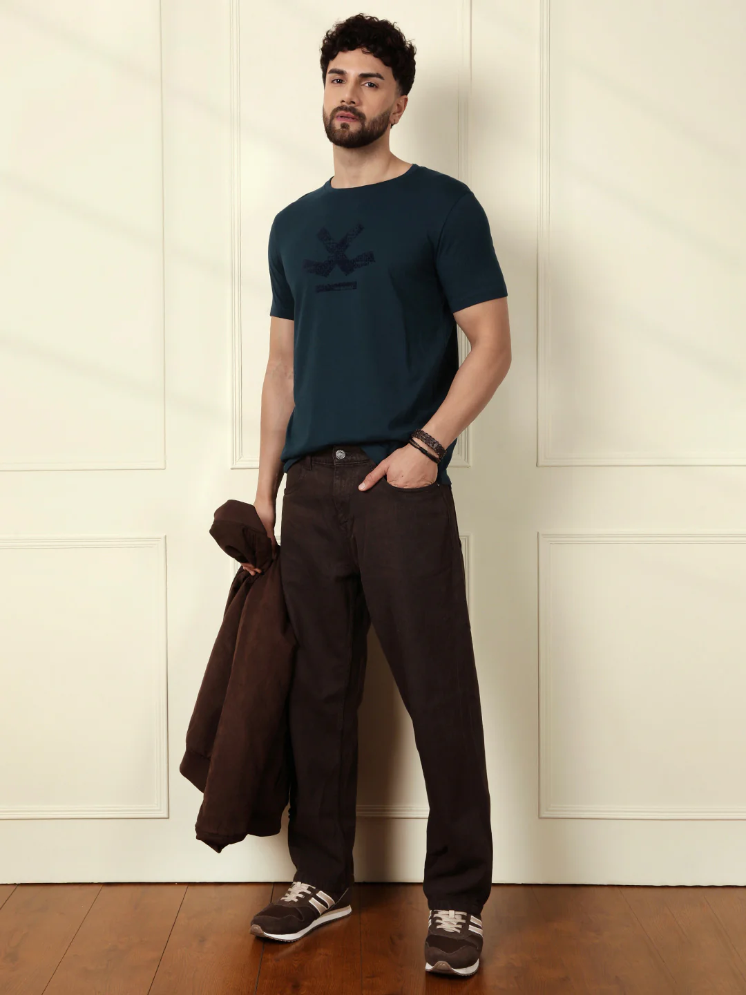 Flock Printed Tonal Logo T-Shirt | Teal - Image 2