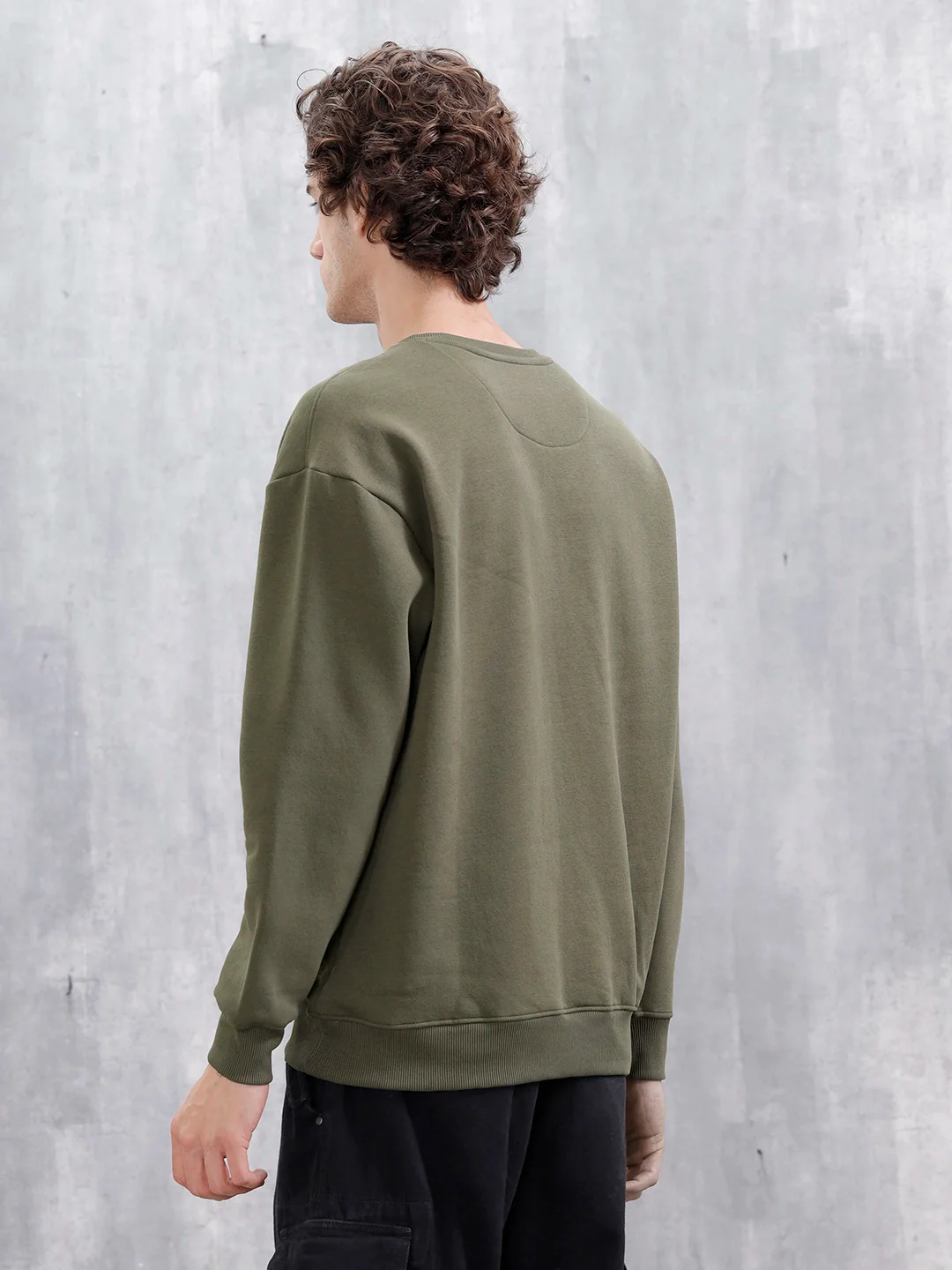Utility Pocket Detail Casual Sweatshirt | Olive - Image 5