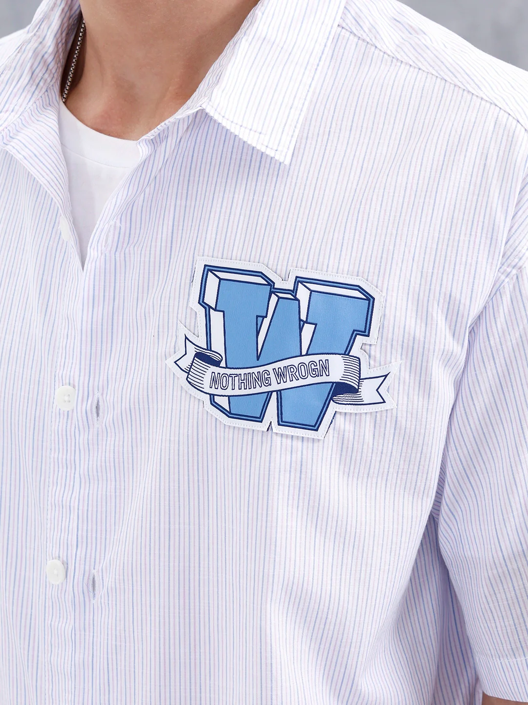 Varsity-Inspired Casual Oversized Striped Shirt For Men | White - Image 5