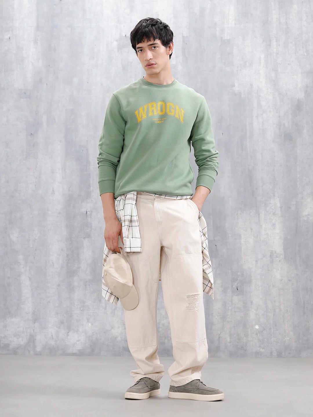 Varsity Printed Men’s Sweatshirt In Comfort Fit | Green - Image 2