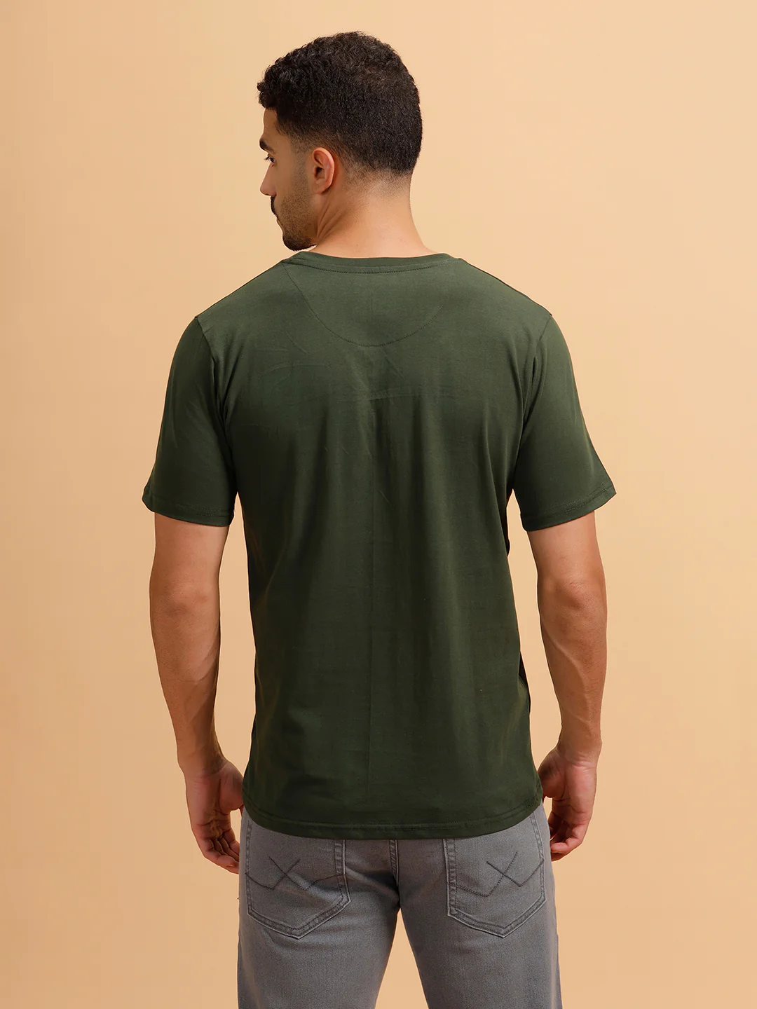 Vertical Typography Printed T-Shirt | Olive - Image 3