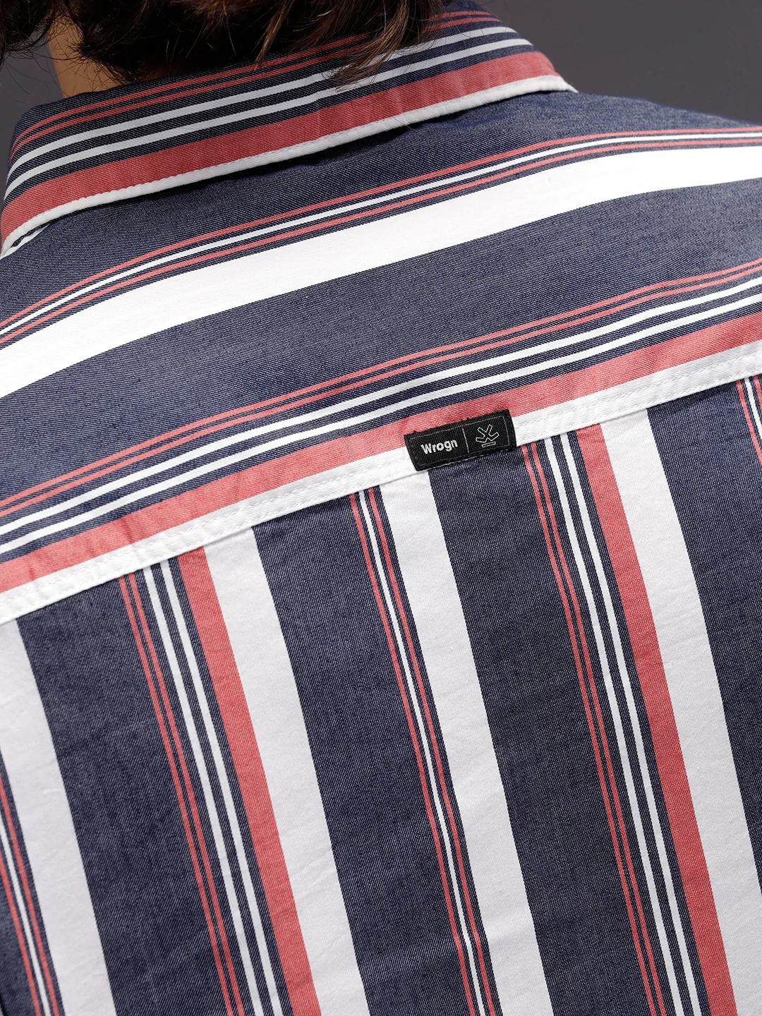 Vibrant Striped Comfort Fit Shirt With Branding | Blue - Image 5