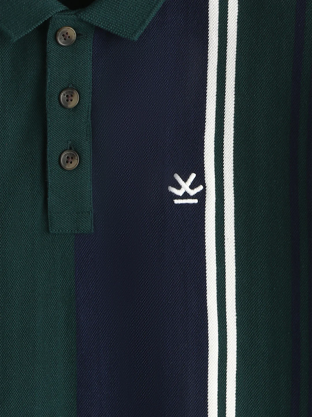 Vintage Stripes Yarn Dyed Polo T-Shirt | Dark Green - Image 3