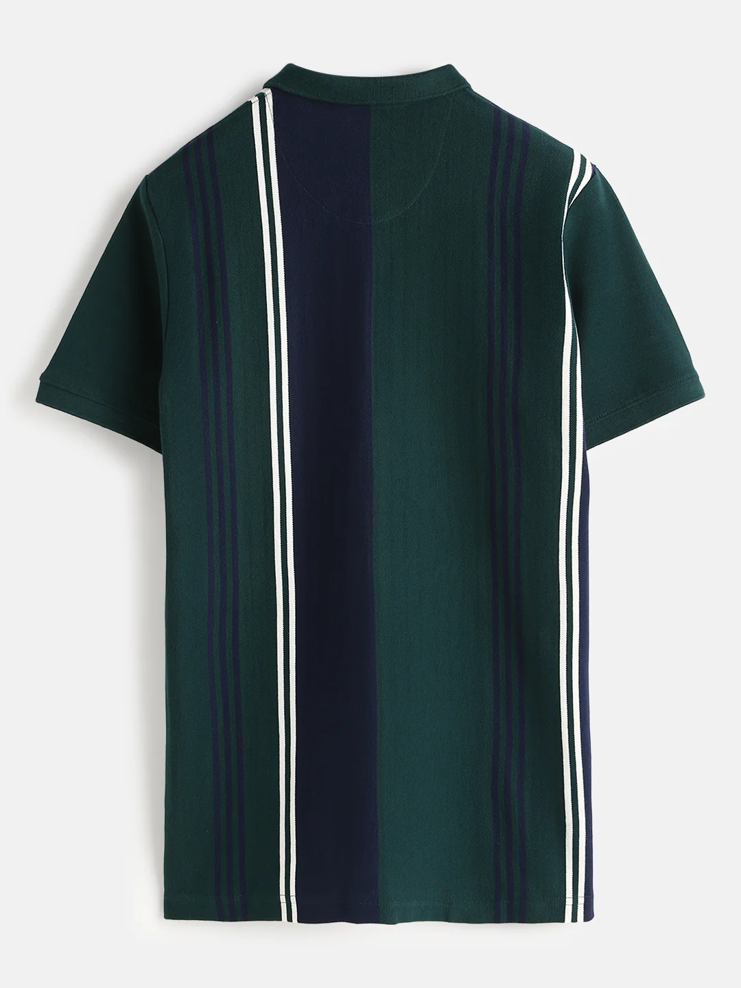 Vintage Stripes Yarn Dyed Polo T-Shirt | Dark Green - Image 4