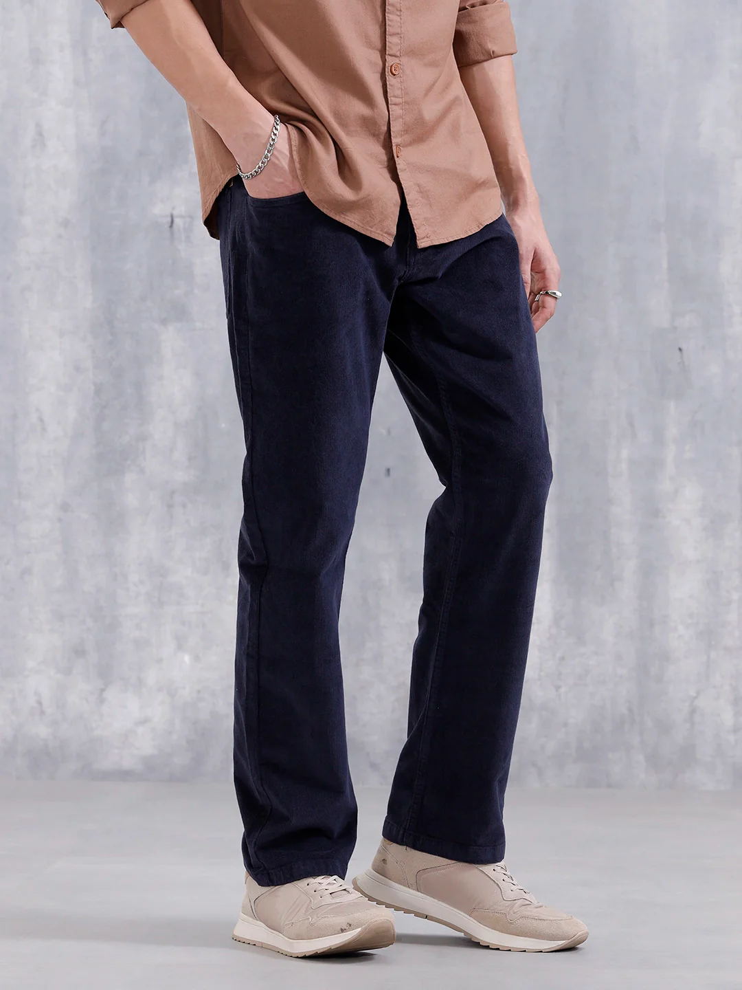Wales Corduroy Straight Fit Trouser  | Navy Blue - Image 5