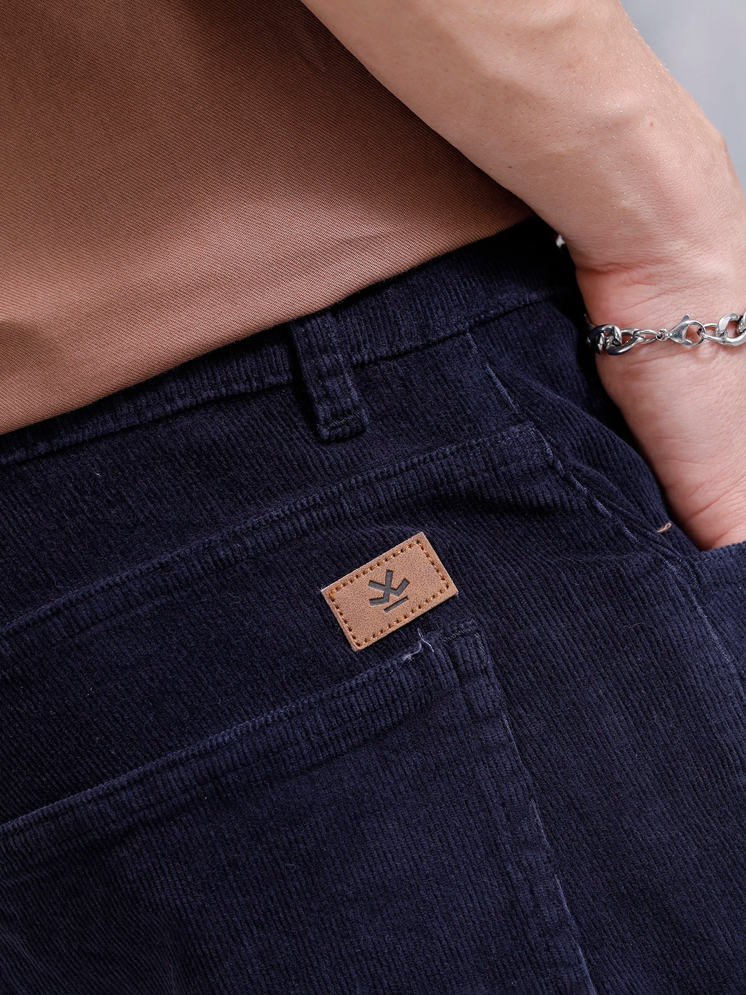 Wales Corduroy Straight Fit Trouser  | Navy Blue - Image 6