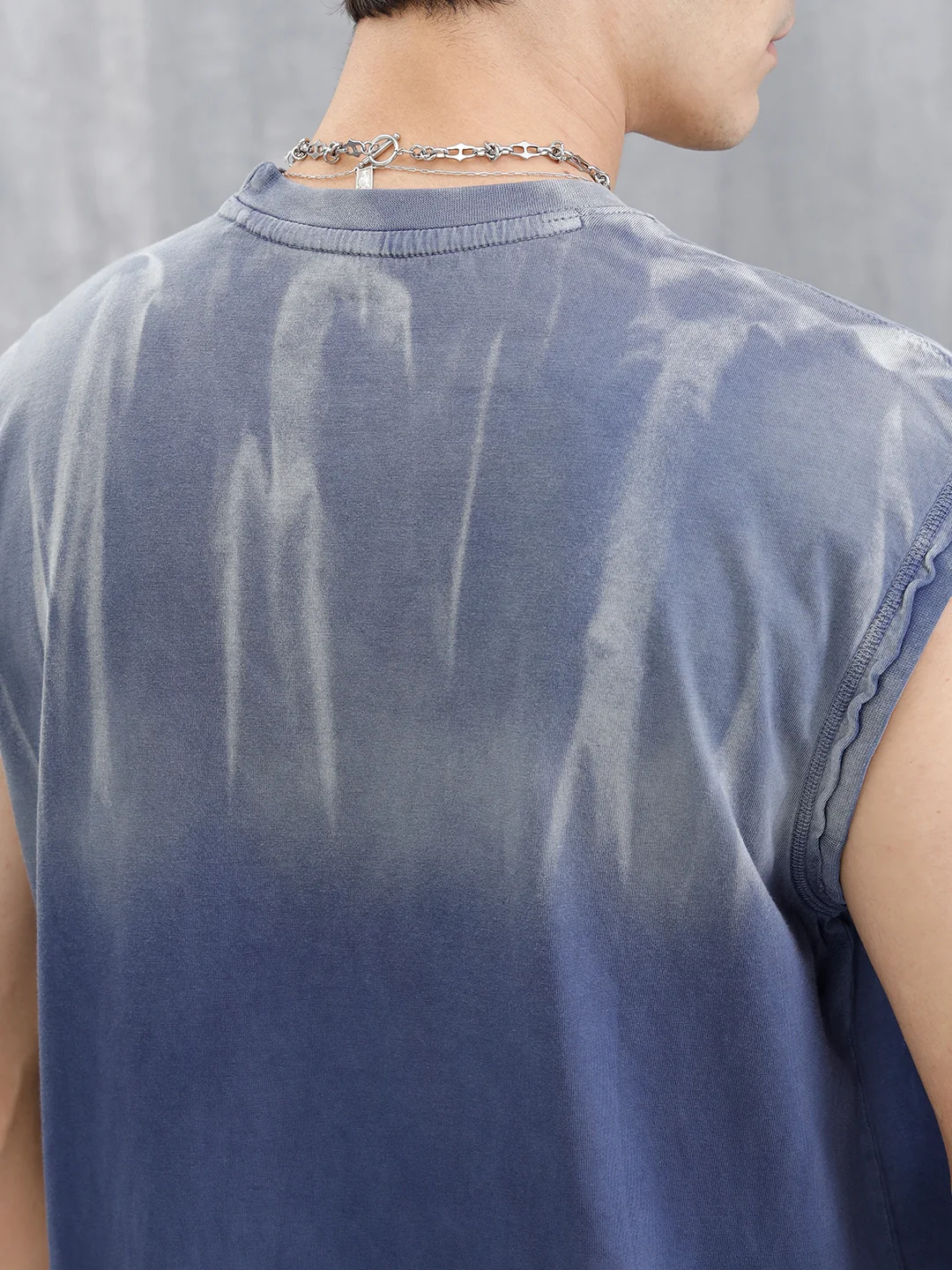 Washed Cut Off Sleeves T-Shirt | Blue - Image 5