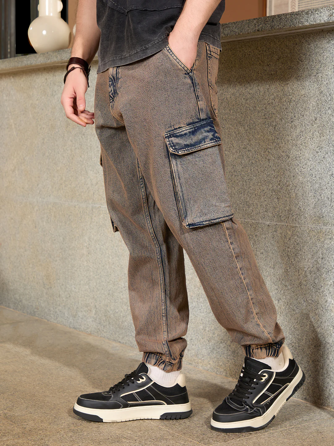 Washed Denim Cargo Jogger | Blue - Image 4