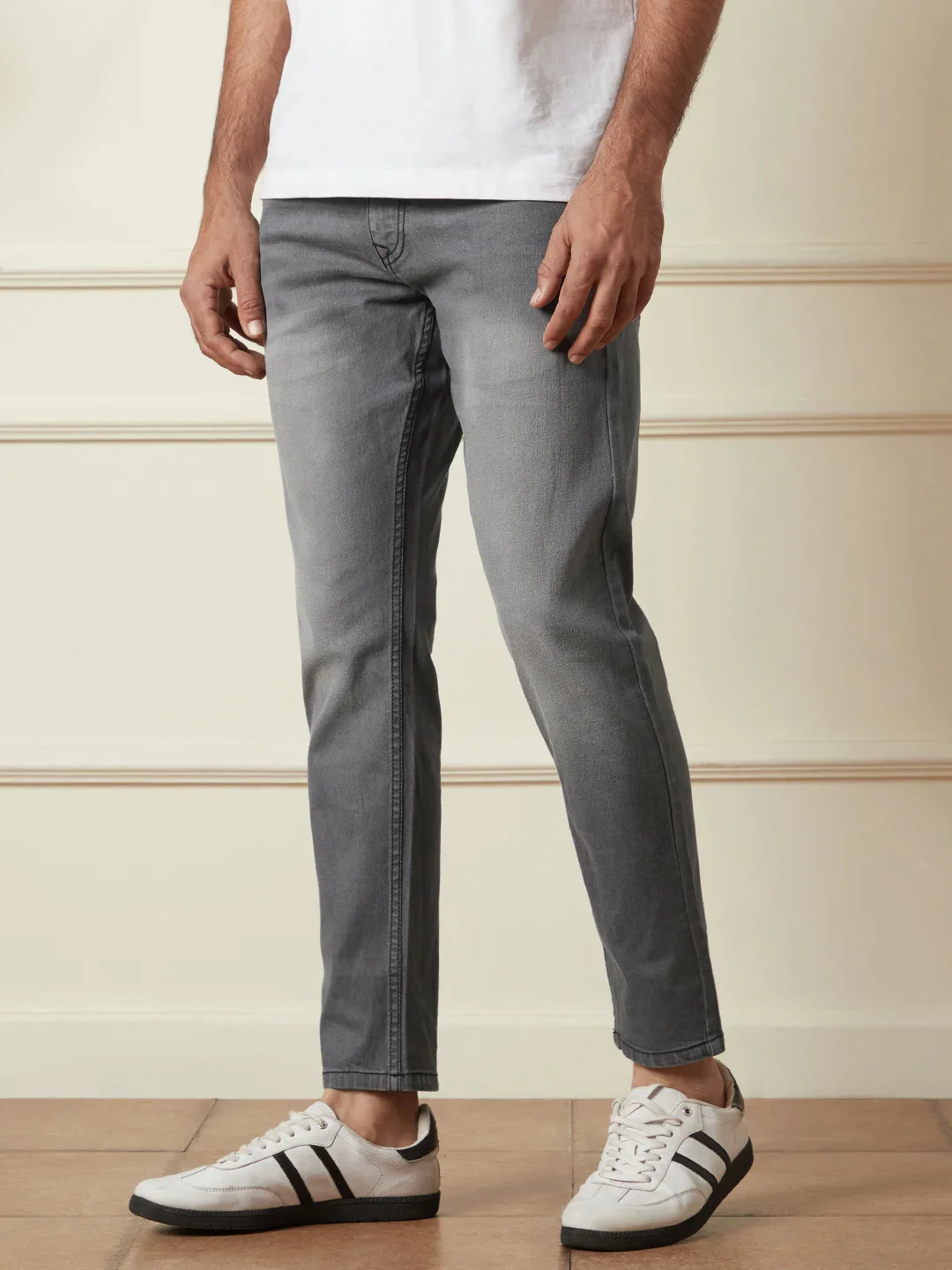 Vintage Wash Skinny Crop Jeans | Grey - Image 4