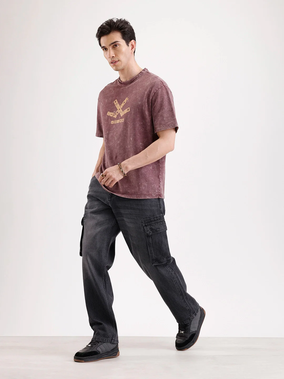 Washed Loose Fit Cargo Denim   |  Grey - Image 2