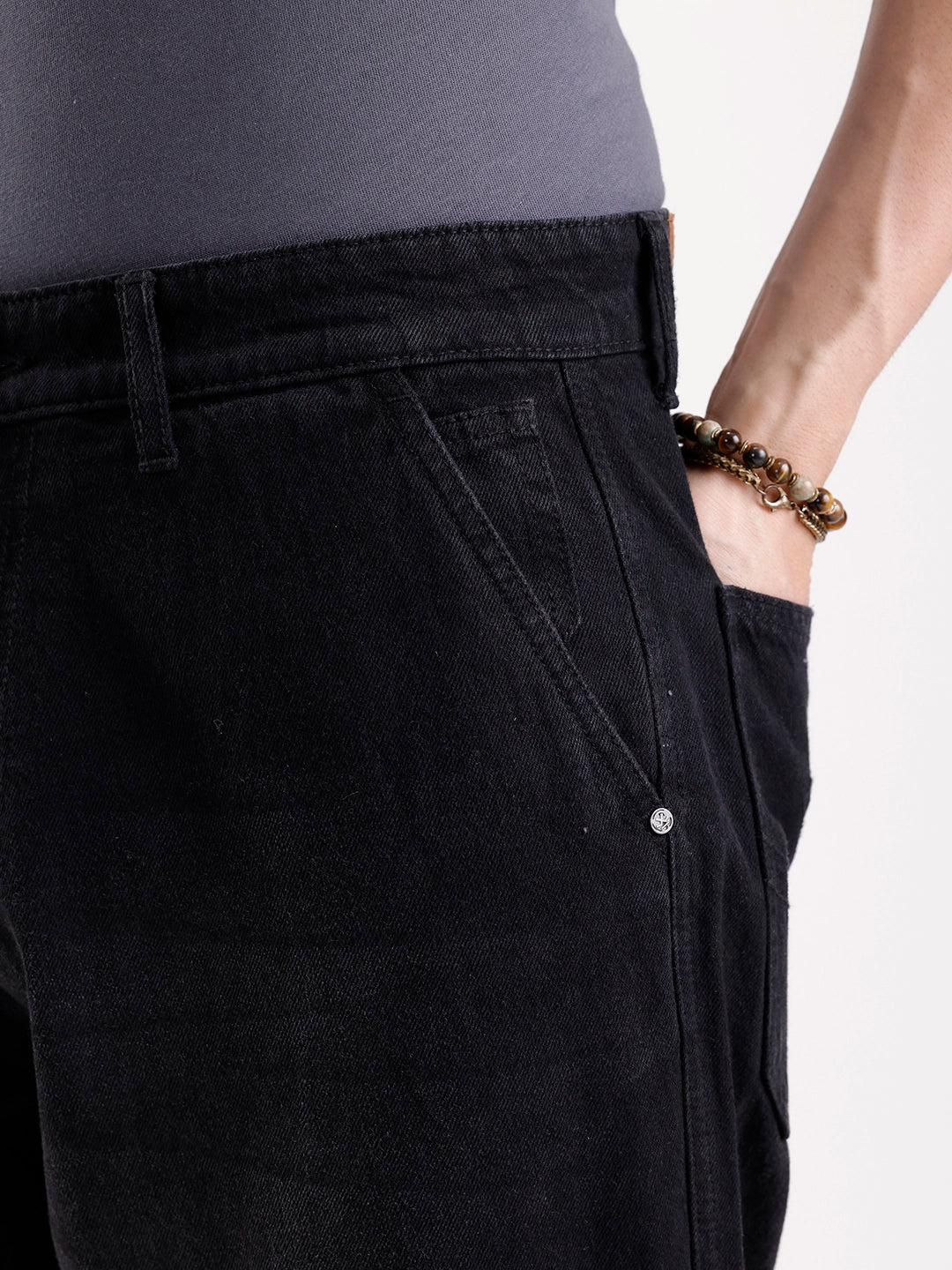 Washed Loose Fit Cargo Denim   |  Grey - Image 6