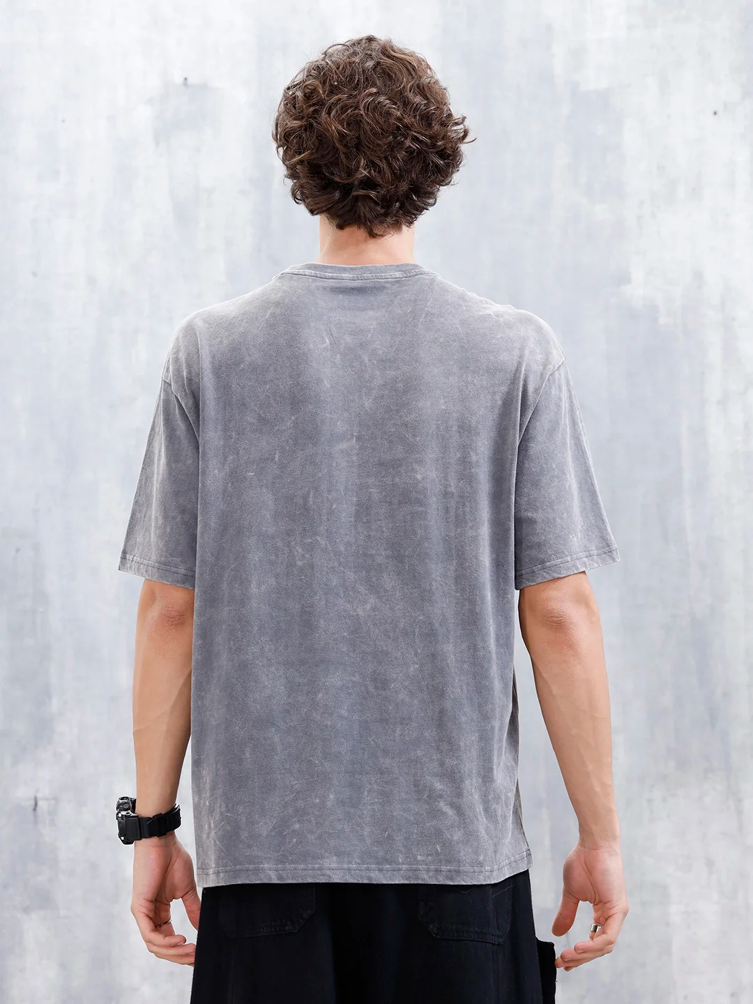 Washed Men's Casual Oversized Fit T-Shirt | Grey - Image 3