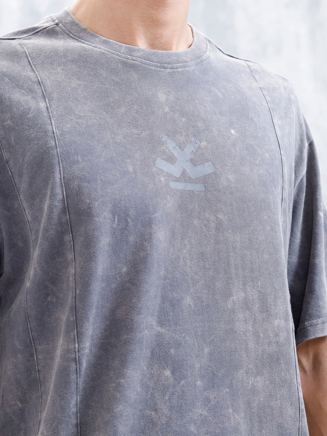 Washed Men's Casual Oversized Fit T-Shirt | Grey - Image 5