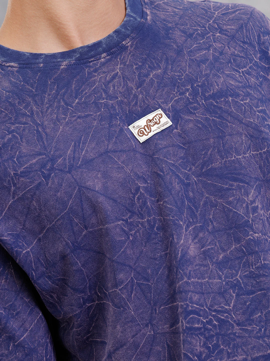 Washed Oversized Fit Pure Cotton T-Shirt  | Navy Blue - Image 4
