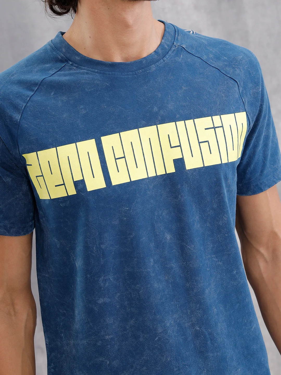 Washed Raglan Sleeve Slim Fit T-Shirt |  Dark Blue - Image 4