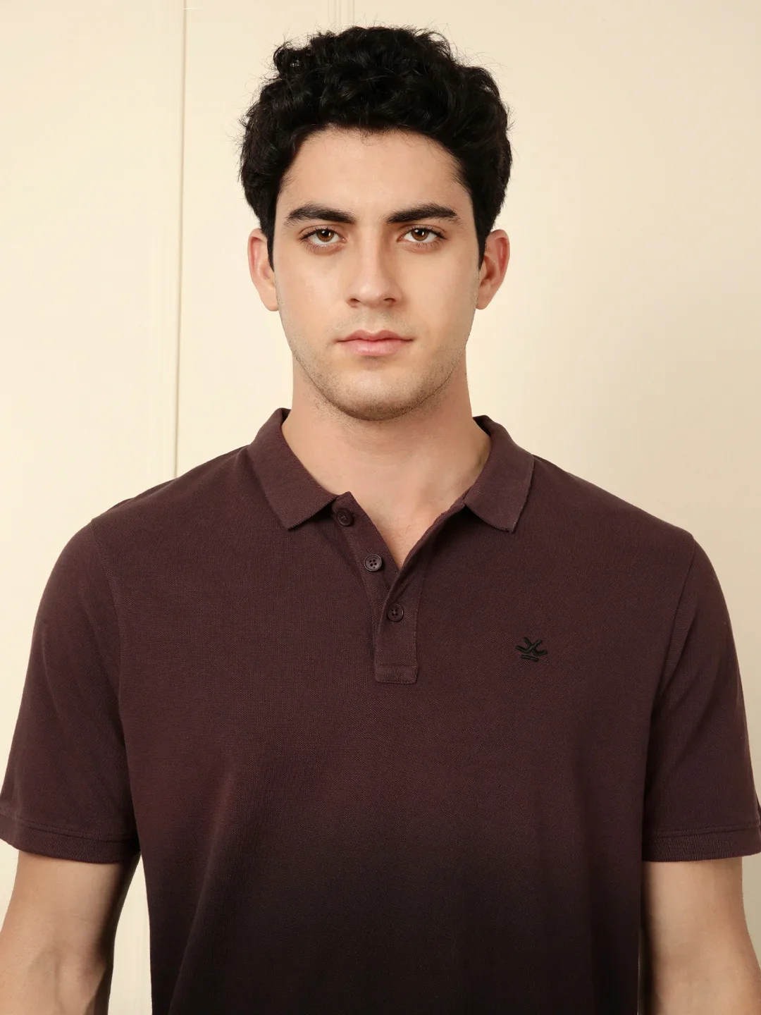 Washed Slim Fit Polo T-Shirt in Maroon - Image 5