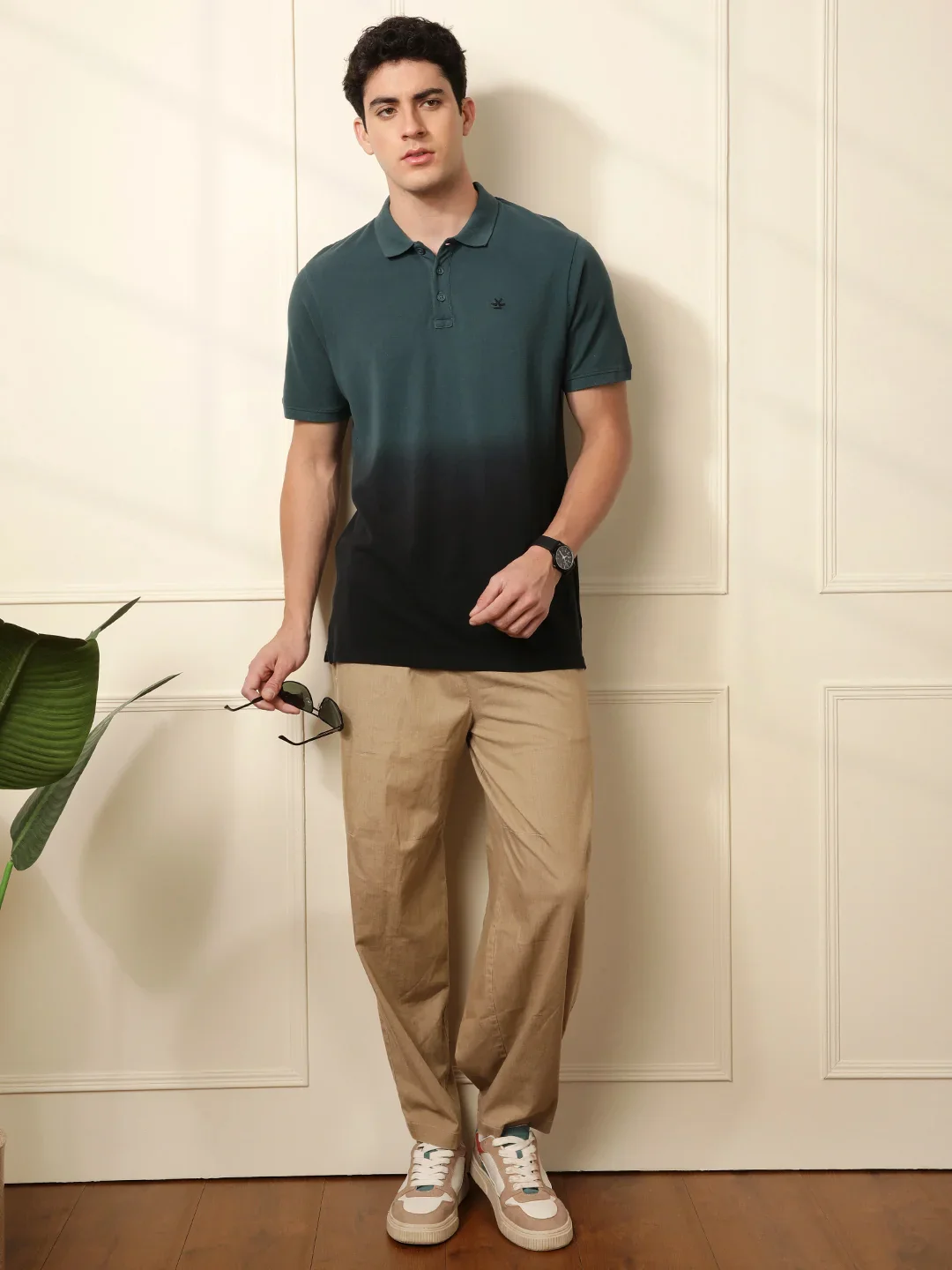 Washed Slim Fit Polo T-Shirt in Teal - Image 3
