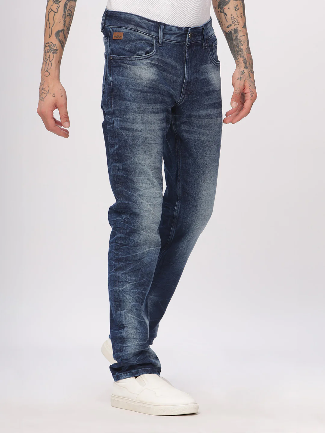 Washed Streaks Blue Jeans - Image 4