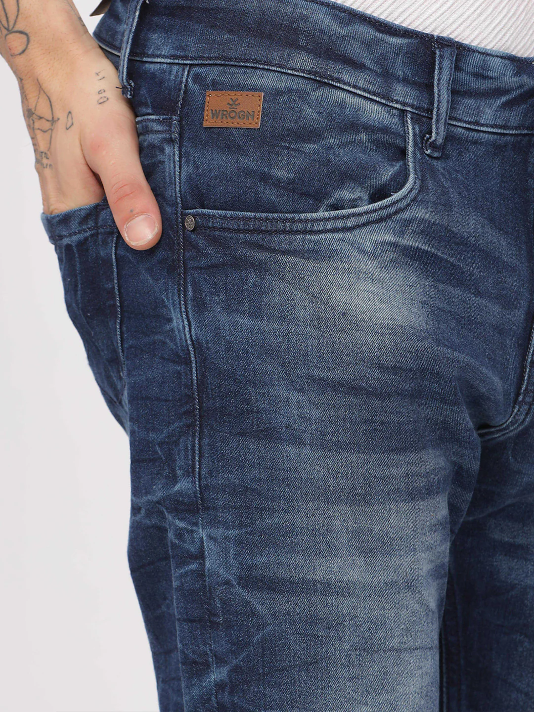 Washed Streaks Blue Jeans - Image 5