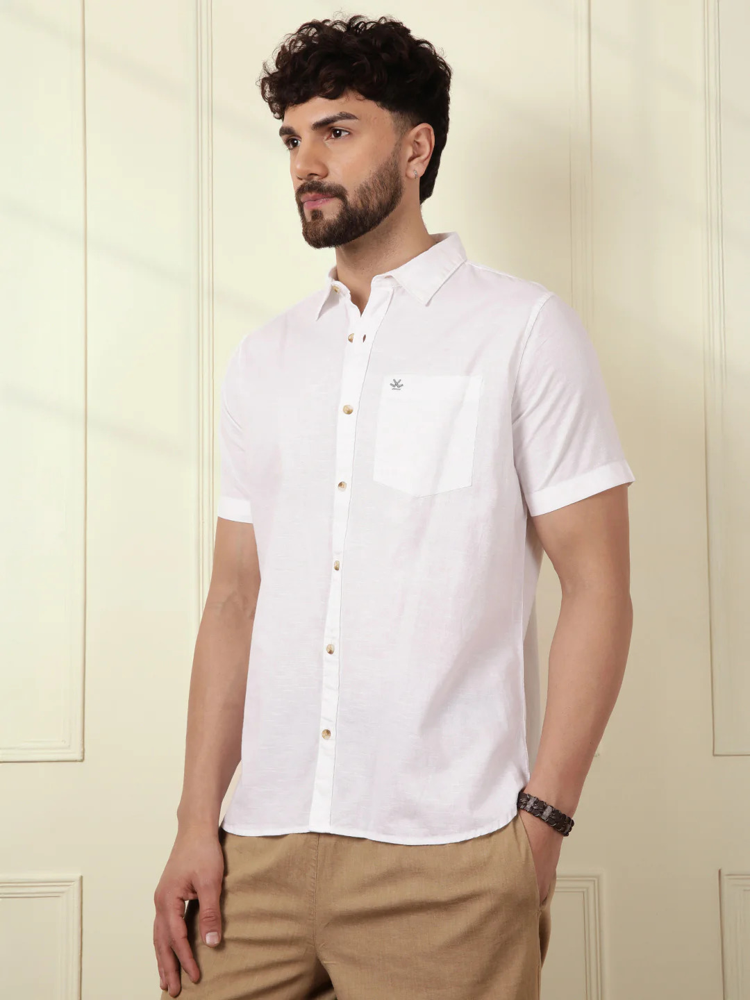 White Half Sleeve Cotton Shirt - Image 4