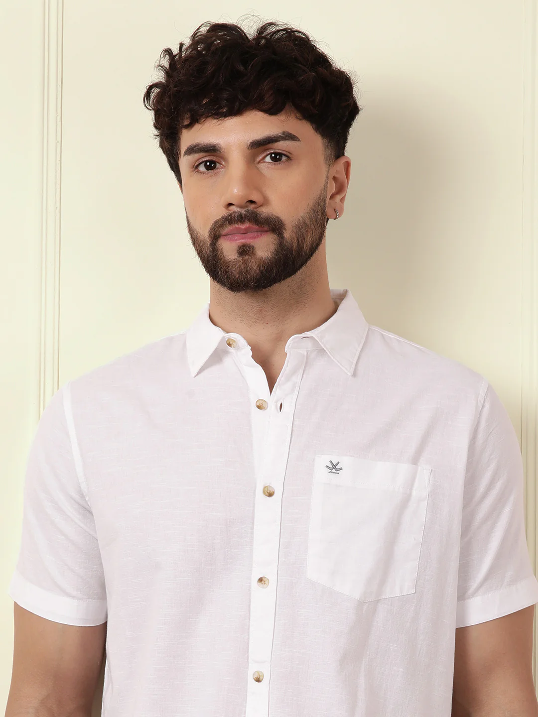 White Half Sleeve Cotton Shirt - Image 5