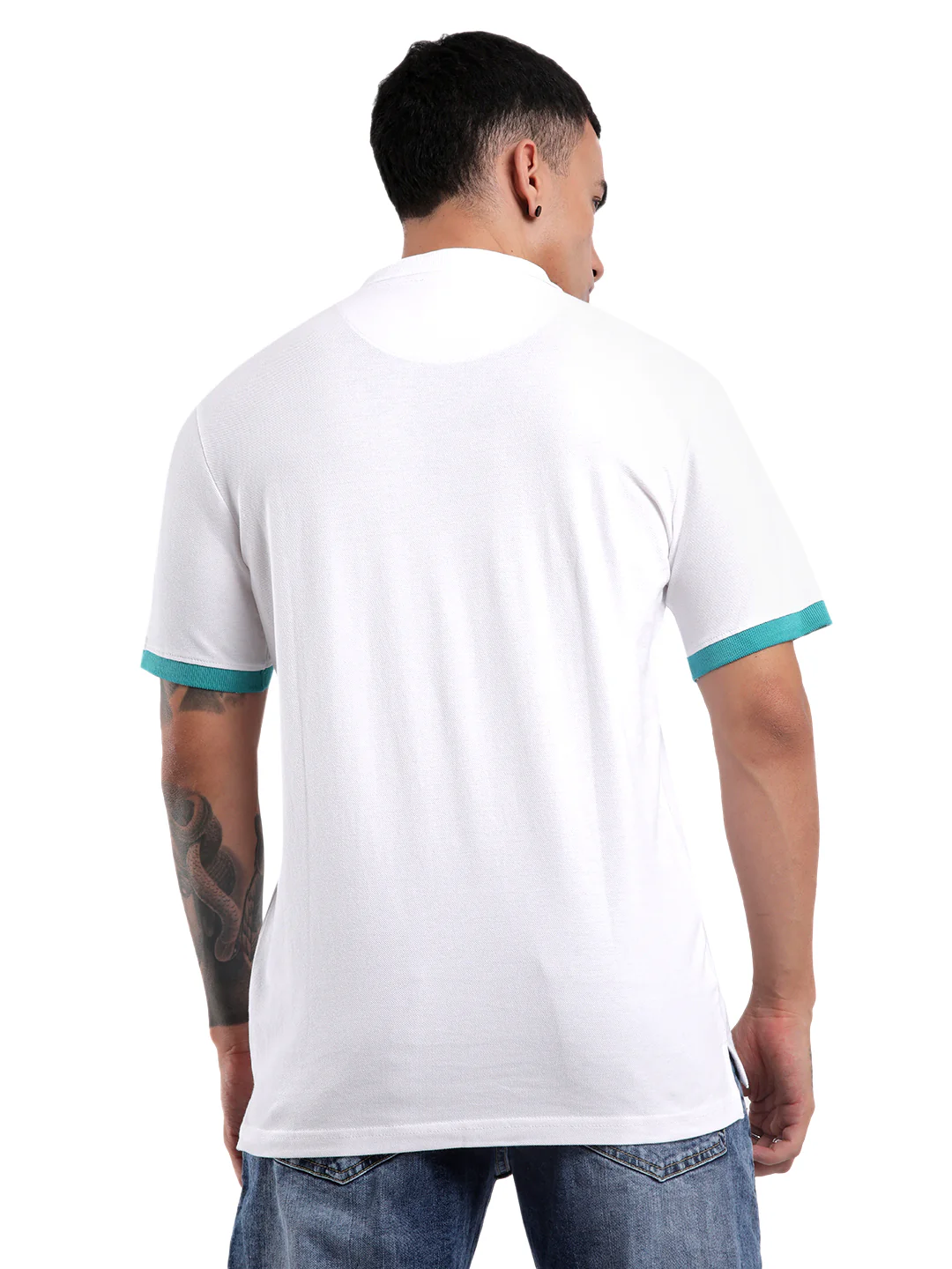White Pique Basic Polo T-Shirt - Image 3