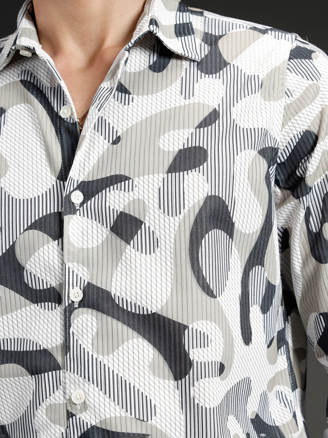 Wrogn Abstract Printed Slim Fit Shirt | Beige - Image 5