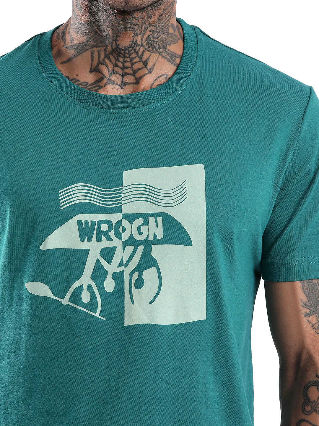 Wrogn Boat Teal Printed T-Shirt - Image 5