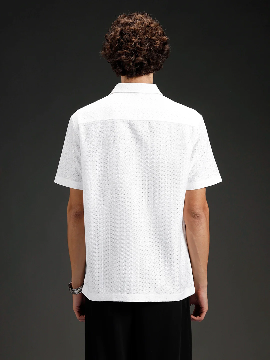 Wrogn Casual Textured Slim Fit Shirt | White - Image 3