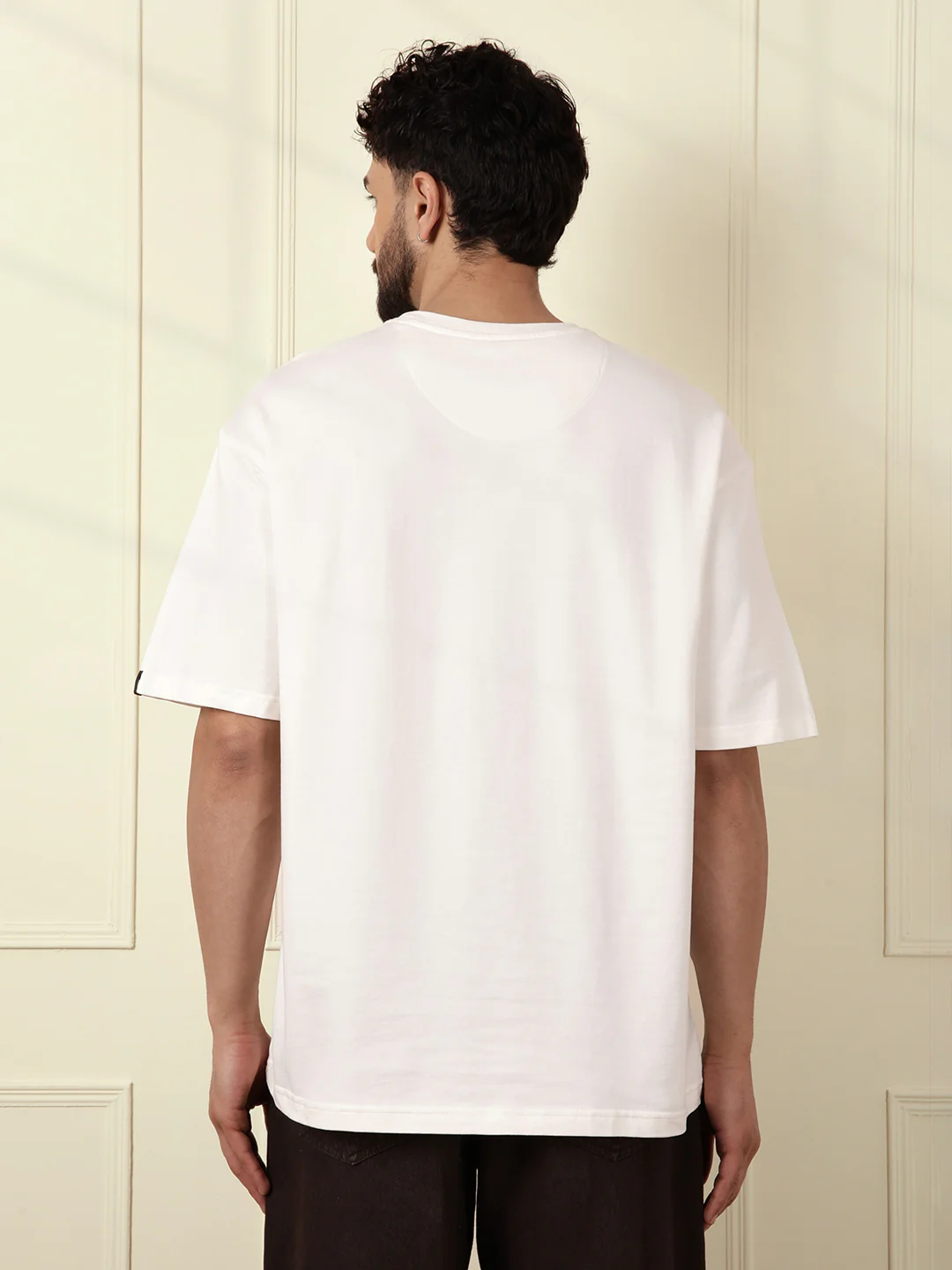 Heavy GSM Placement Print T-Shirt  | Off White - Image 3
