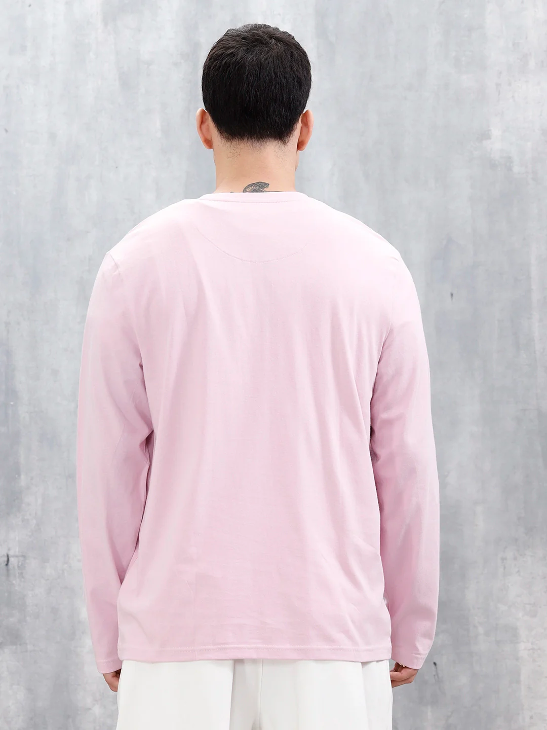 Wrogn Classic Henley T-Shirt For Men's | Pink - Image 3