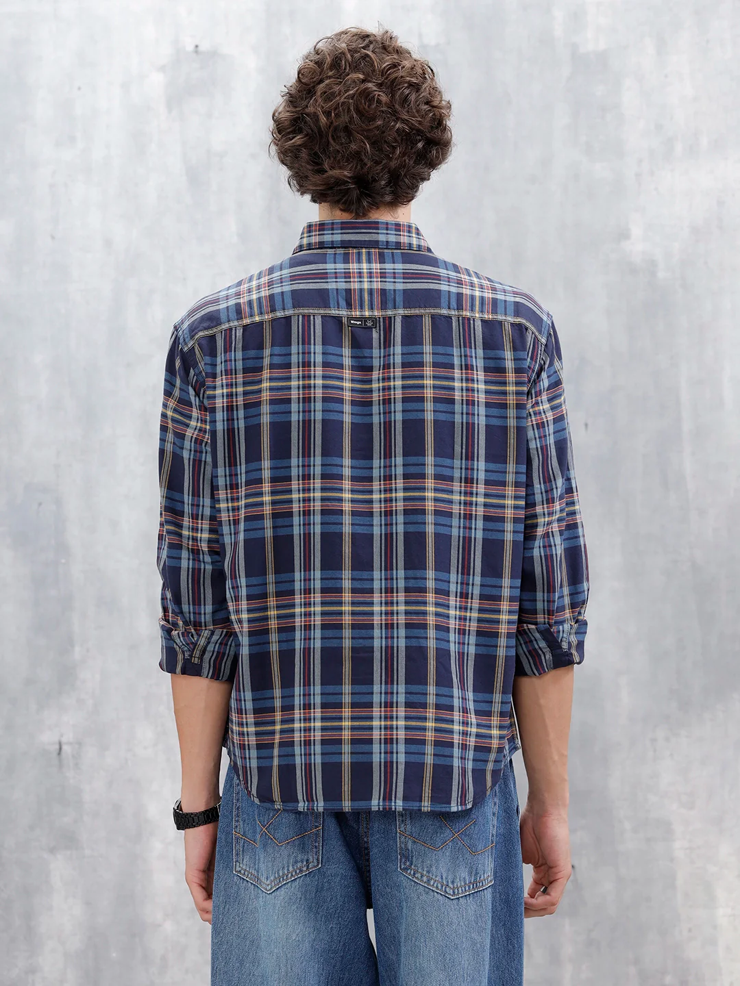 Wrogn Comfort Fit Checkered Shirt  | Navy Blue - Image 3