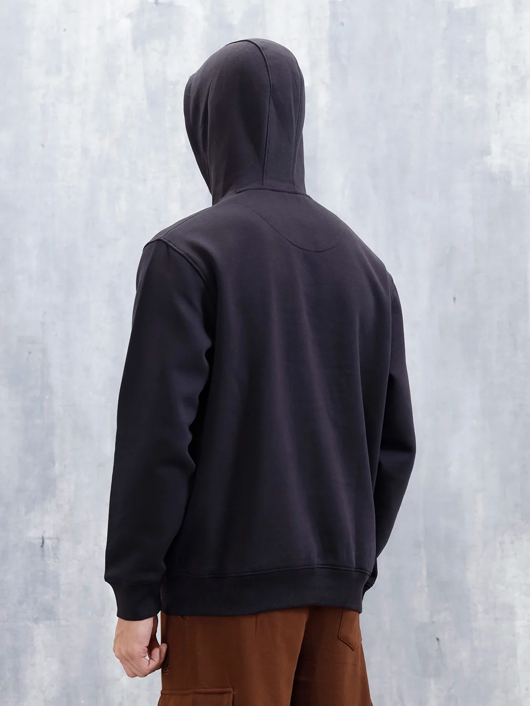 Wrogn Comfort Fit Graphic Hoodie Sweatshirt | Black - Image 3