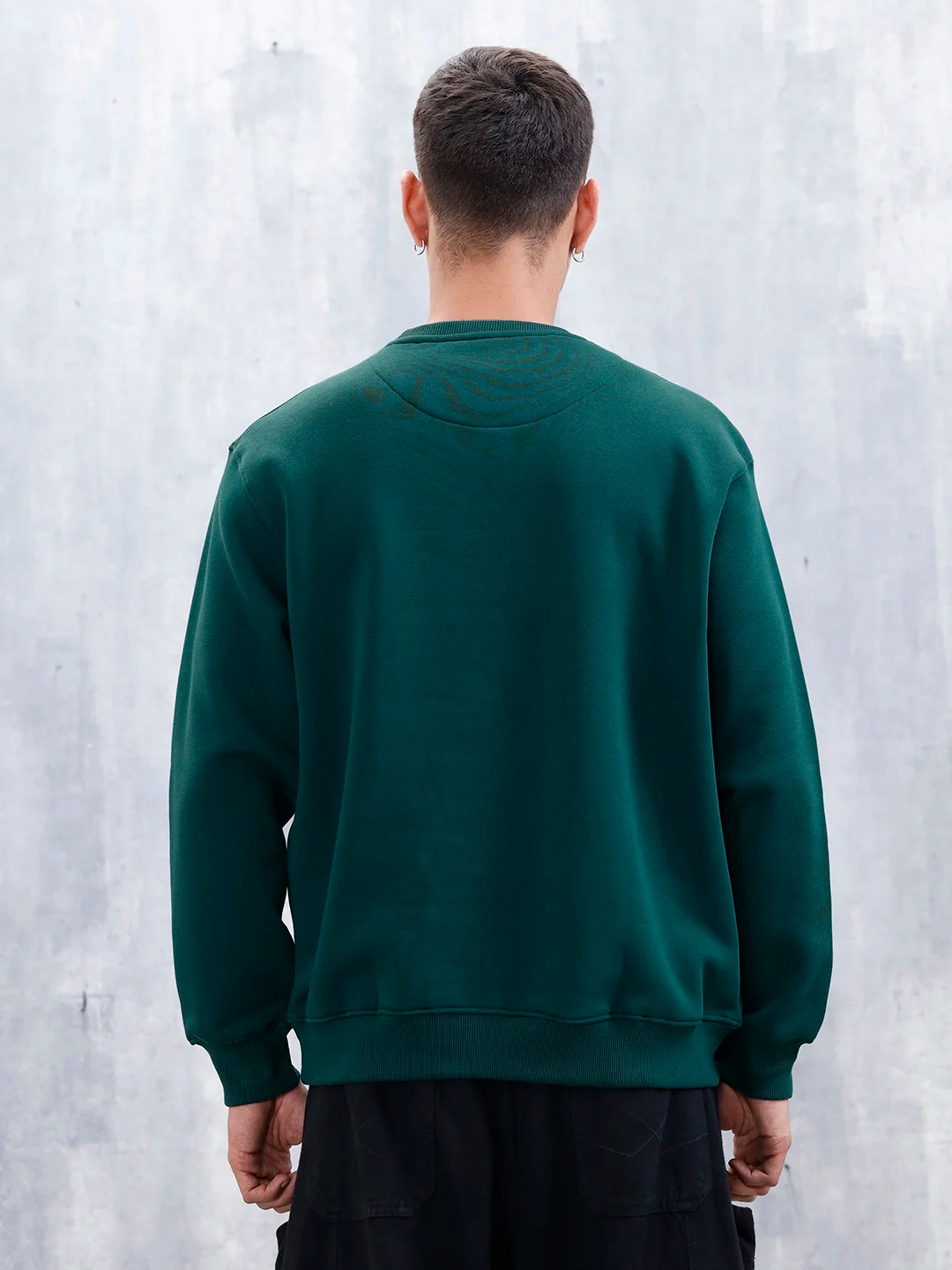 Wrogn Comfort Fit Graphic Sweatshirt For Men | Dark Green - Image 3