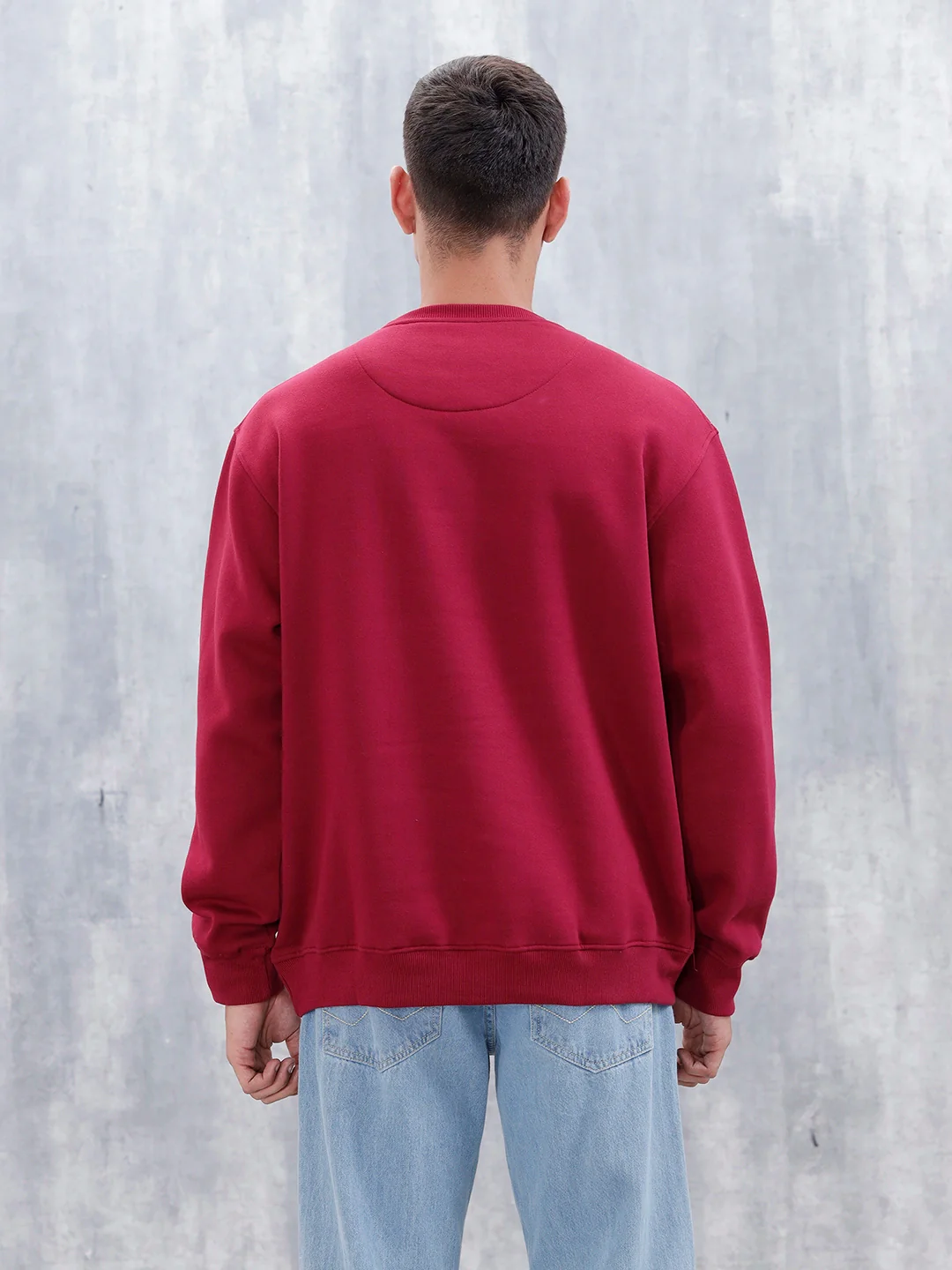 Wrogn Comfort Fit Graphic Sweatshirt For Men | Maroon - Image 3