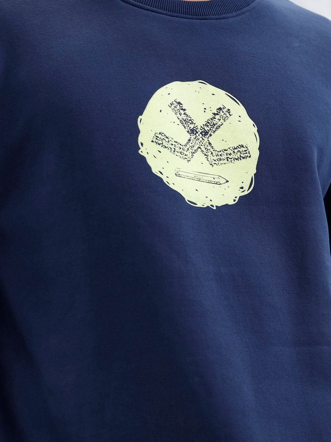 Wrogn Comfort Fit Graphic Sweatshirt For Men  | Navy Blue - Image 5