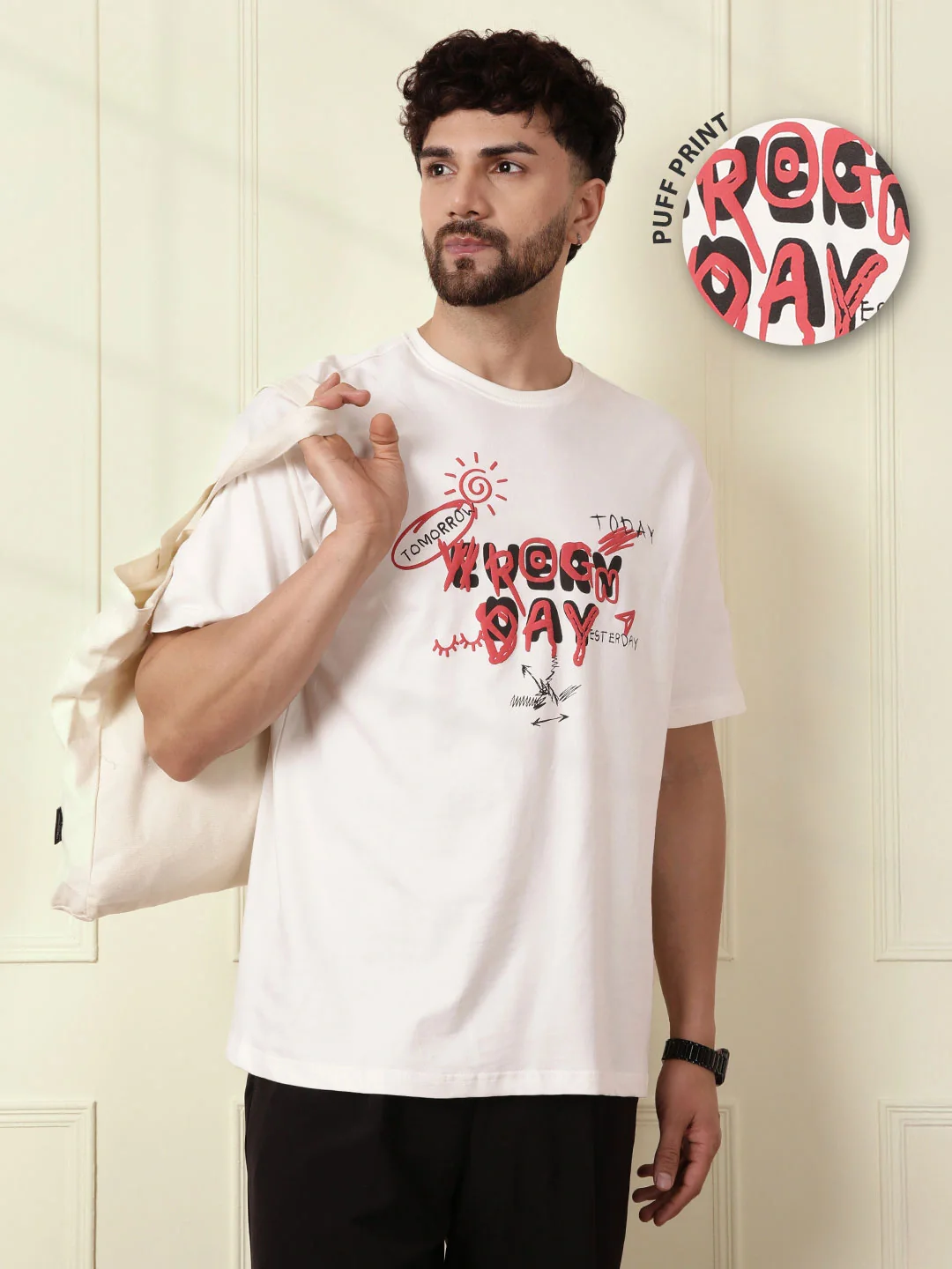 Puff Print Oversized T-Shirt | Off White - Image 2