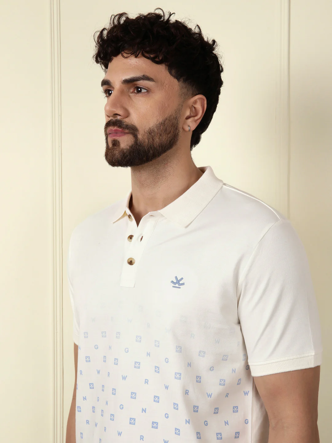 Casual Ombre Printed Polo T-Shirt | Off White - Image 6